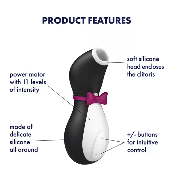 Satisfyer Penguin - klitorisvibrator - trykbølger - sort/hvid