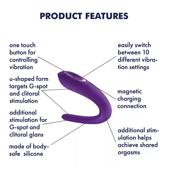 Satisfyer Double Classic - vandtæt, genopladelig parvibrator (lilla)