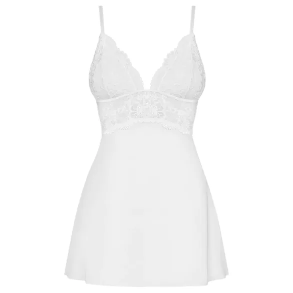 Obsessive - babydoll med blonde og g-streng - hvid