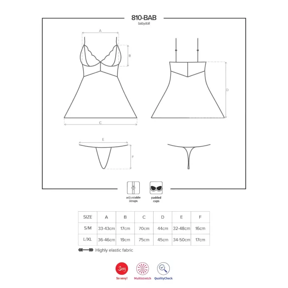 Obsessive - babydoll med blonde og g-streng - hvid