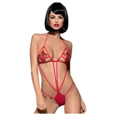Obsessive Luiza - rød body med seler og tulipanmotiv (S/M)