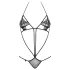 Obsessive Luiza - body med stropper - blomsterdesign - sort (S/M)
