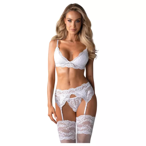 Obsessive - lingerisæt i blonde - hvid - L/XL