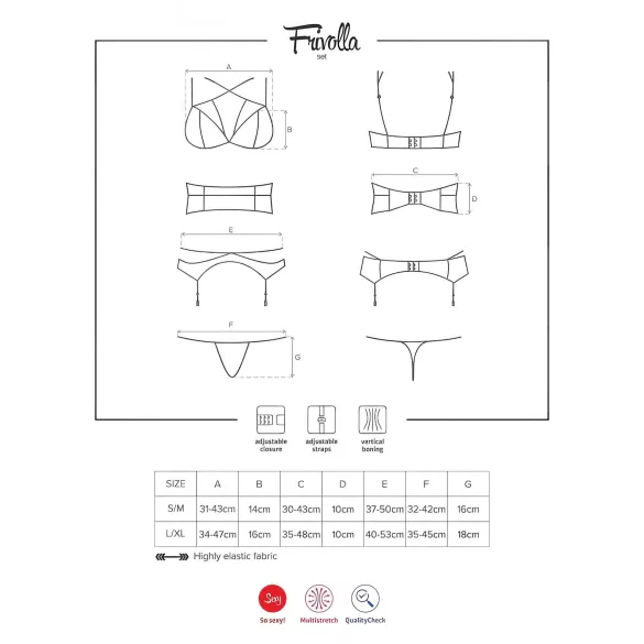 Obsessive Frivolla - pikant blondesæt (sort) - L/XL