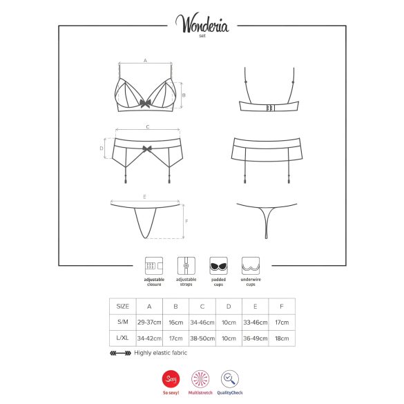 Obsessive Wonderia - lingerisæt - broderet blonde - sort