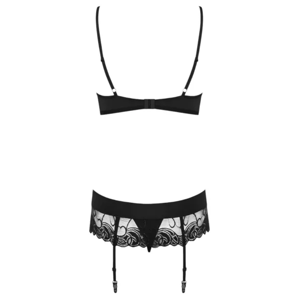 Obsessive Wonderia - lingerisæt - broderet blonde - sort - L/XL