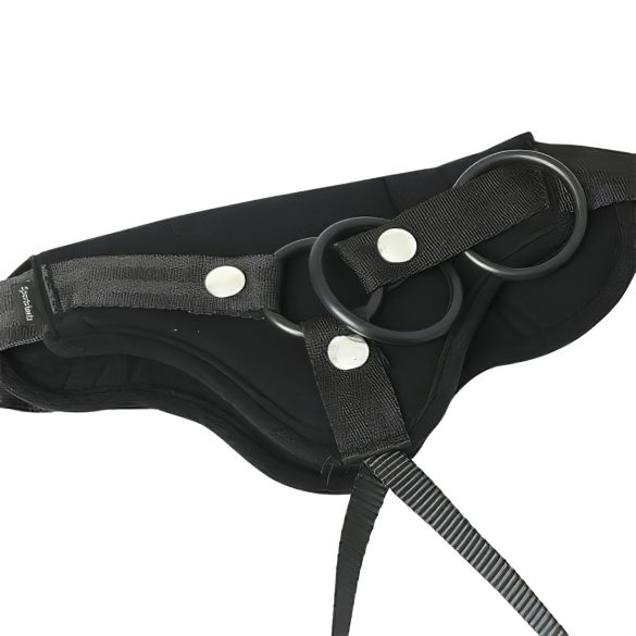 Sportsheets Plus Size - justerbar sele til underkropslegetøj (sort)