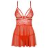 Obsessive 838-BAB-3 – Fræk blonde babydoll og tanga (rød) - L/XL