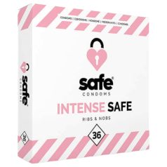 SAFE Intense Safe - kondom - rillet og nopret - 36 stk