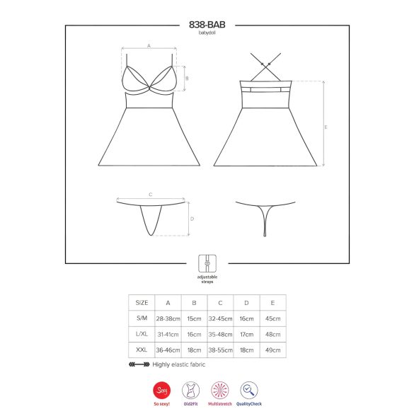 Obsessive - babydoll sæt - gennemsigtig blonde - sort