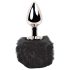 / FEELZTOYS Bunny Tails - metal anal plug med kaninhalepynt (sølv-sort)