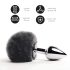 / FEELZTOYS Bunny Tails - metal anal plug med kaninhalepynt (sølv-sort)