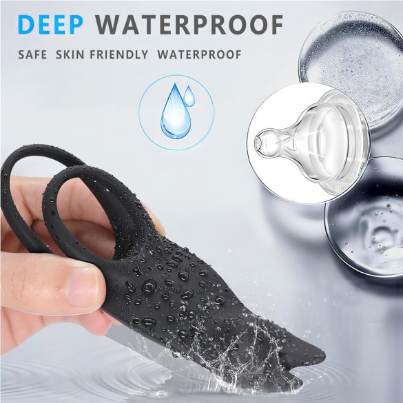 Aixiasia Hoody B - genopladelig, fjernbetjent penisring (sort)