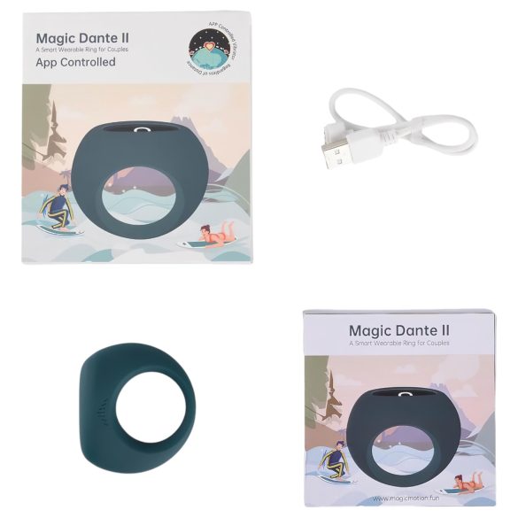 Magic Motion Dante II - penisring med vibrator - genopladelig - blå