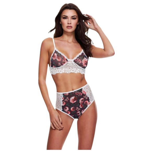 Baci - Blomsterblonde BH-sæt med høj talje - M/L