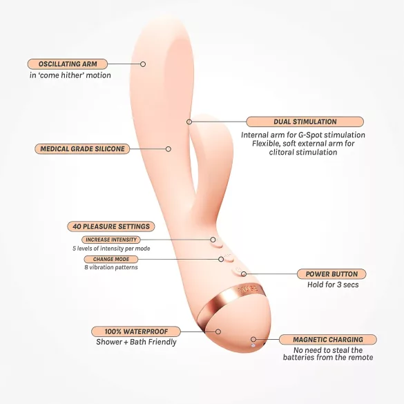 Vush Muse - klitorisvibrator med arm - genopladelig vandtæt - pink