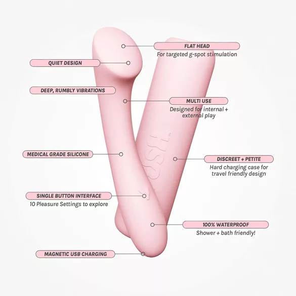 Vush Pop Shine - G-punktsvibrator - genopladelig, vandtæt - pink