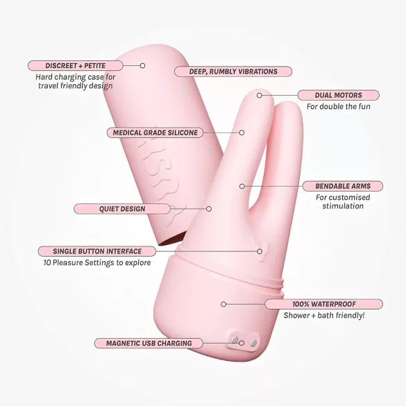 Vush Pop Swish - klitorisvibrator - genopladelig, vandtæt - pink