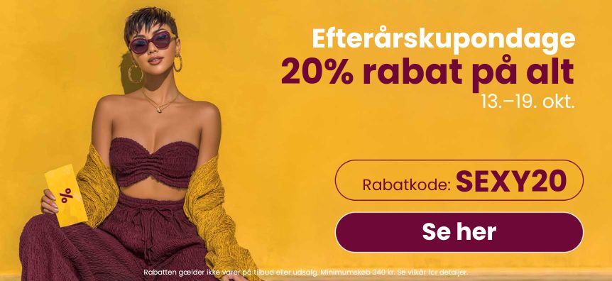 Få 20 % rabat på alt 13.–19. okt. Kun hos lovesexshop.dk sex shop!